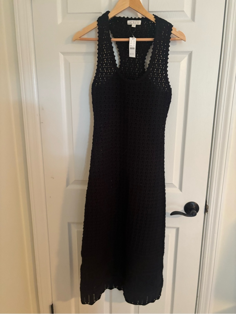 NWT Unlined J. Crew Black Crochet Sleeveless Maxi Dress